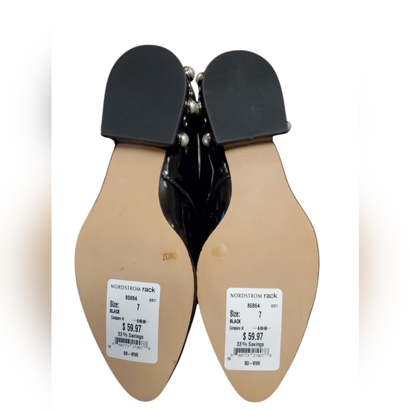 NWT Sole Society Black Patent Vivii Size Pearl Studded Size 7 Derby Shoes - Picture 5 of 5